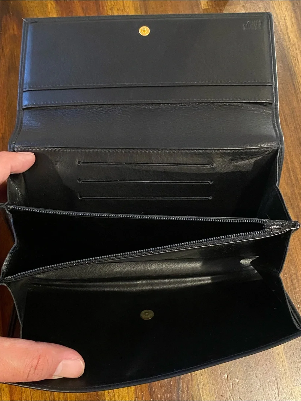 Gianni Versace Black Leather Wallet with Gold Medallion